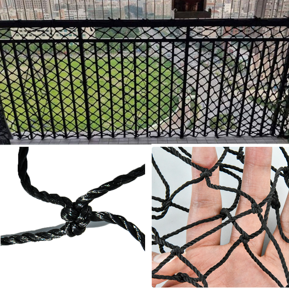 Țesătură netă din nylon neagră înnodată cu balcon neted