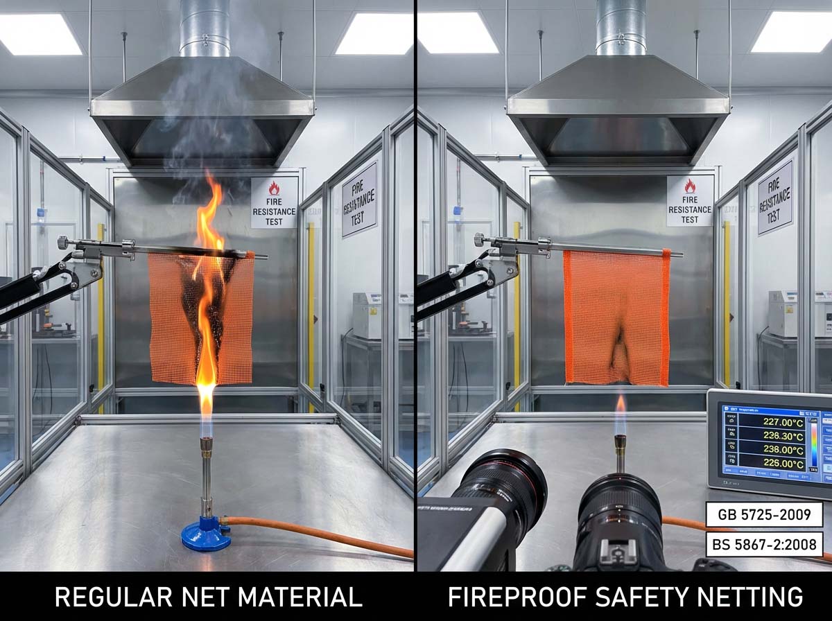 Plasa de schela ignifuga